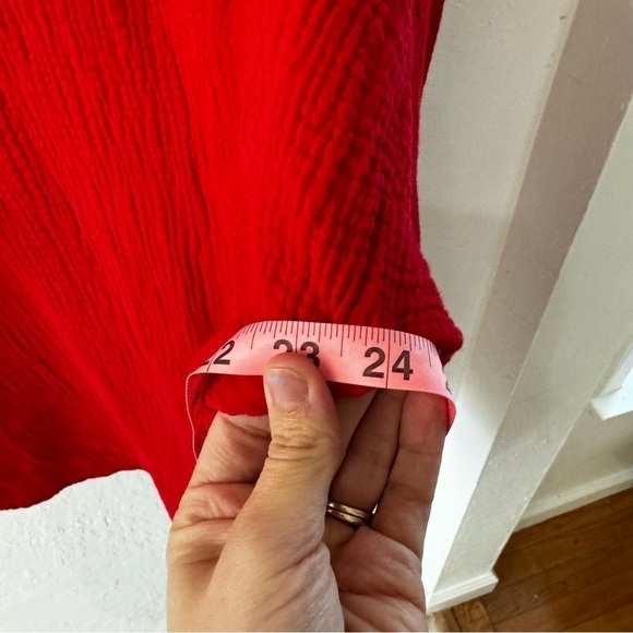 Charlie Holiday Red Cotton Gauze Harlow Button Down 3/4 Casual Oversized Shirt 6 - Picture 12 of 12